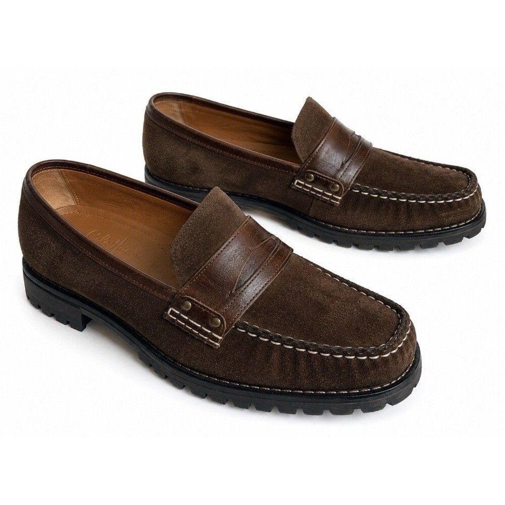 Cole Haan Women’s 7.5 B Brown Suede Penny Loafers Leather Lug Sole D25645